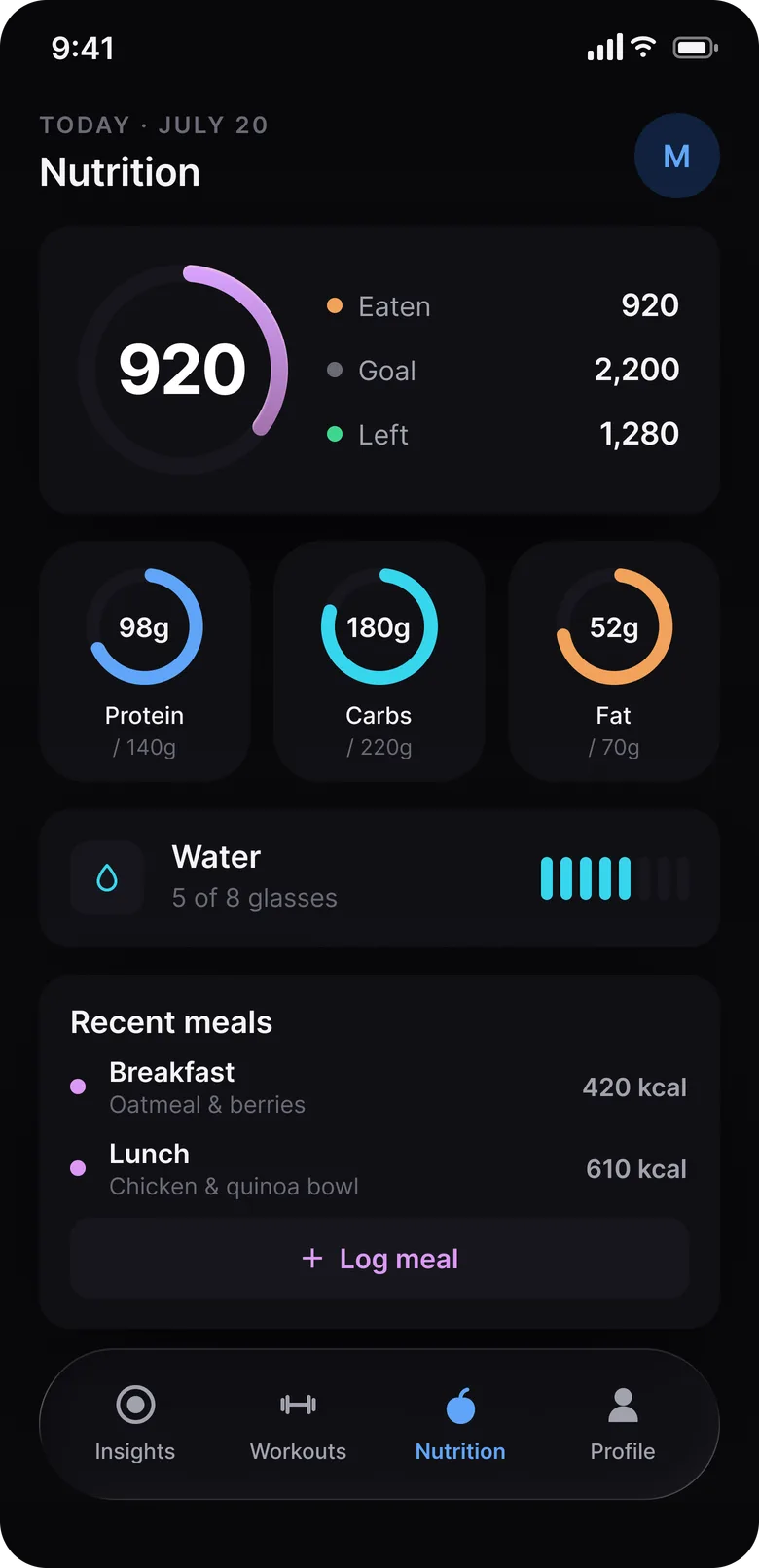 ScalePro app — Nutrition